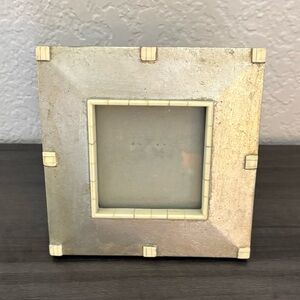 Vintage Terragrafics Brushed Gold Metal Hand Painted Picture Frame 1994